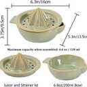 Ceramic Citrus Lemon Orange Juicer Manual Squeezer, Hand Juicer Reamer Rotation Press with 6.8oz Bowl, Strainer Lid, Spout, Handle, Dishwasher Safe, Easy to Clean