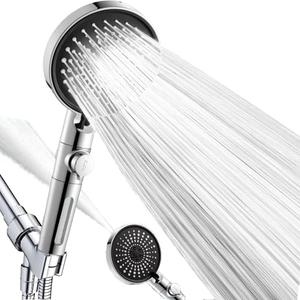 WUTICULA Filtered Shower Head with Handheld 6 Mode Showerhead with Filters for Hard Water Removable Shower head Set Built-in Power Wash to Clean Tub Tile Pet (Silvery)