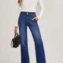 Astylish Women's High Waisted Wide Leg Straight Jeans, 12