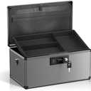 Lockbako Medicine Lock Box with Key, Alluminum Alloy Box for Medication,First Aid Box with a Removeable Tray to Store Medicines & Pills for Home&Travel, Black,16 * 9.25 * 7.48 Inch