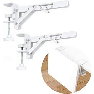Under Desk Keyboard Tray Support Bracket Adjustable Desktop Extension Board Stand Clamp-on Keyboard Holder Arm Rest Tray Extension Plate Support Rack for Desk, NO Board/Tray, 1 Set (Style02-White)