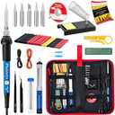 Soldering Iron Kit, 60W Soldering Iron, 5 Soldering Iron Tips, 21-in-1 Adjustable Temperature, Solder Wire, Stand, Desoldering Pump, Soldering Welding Iron Kit for Electronics Hobby DIY 110V US Plug