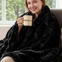 ORINOVA Black Fluffy Thick Fur Throw Blanket 50x60 for Bed Couch Office Chair Bunny Soft Blanket for Adults Gift Home Living Room Decorative Decor 860 GSM
