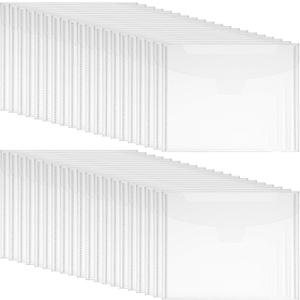 60Pcs Stamp and Die Storage Pockets 7" x 5" Die Cut Storage Envelopes Clear Plastic Envelopes Scrapbooking Storages with 60Pcs Labels for Card Making, Stencil
