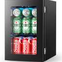 24 Cans Beverage Refrigerator Cooler, Mini Fridge Countertop Drink Cooler for Soda, Canned Beer, Adjustable Digital Temperature Control for Home Dorm Office, Black (0.6 CUFT)