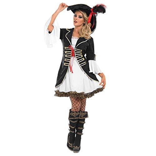 fun shack Pirate Costume Women's Deluxe Buccaneer Outfit with Corset Jacket, Dress, Hat Small