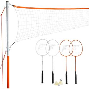 Franklin Sports Badminton Net Sets - Outdoor Backyard + Beach Badminton Net + Equipment Set - (4) Rackets + (2) Birdies + Portable Net Included - Adults + Kids Set, One Size