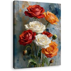 Rose Canvas Wall Art, Vintage Floral Pictures Wall Decor, 16x20 Inch