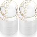 Mifoci 150 Pcs 7.5 Inch White and Gold Plastic Plates with Gold Rim Floral Design, Elegant Heavyweight Disposable Plates for Wedding Party Birthday Bridal Shower