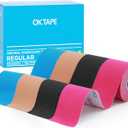 OK TAPE Regular Kinesiology Tape (4 Pack), Original Cotton Athletic Tape for Support Muscle Joint Knee, Sports Waterproof Tape Uncut Strips Latex Free, Hypoallergenic, 2in16.4ft - 4 Colors (4 Rolls, Beige+black+blue+pink)