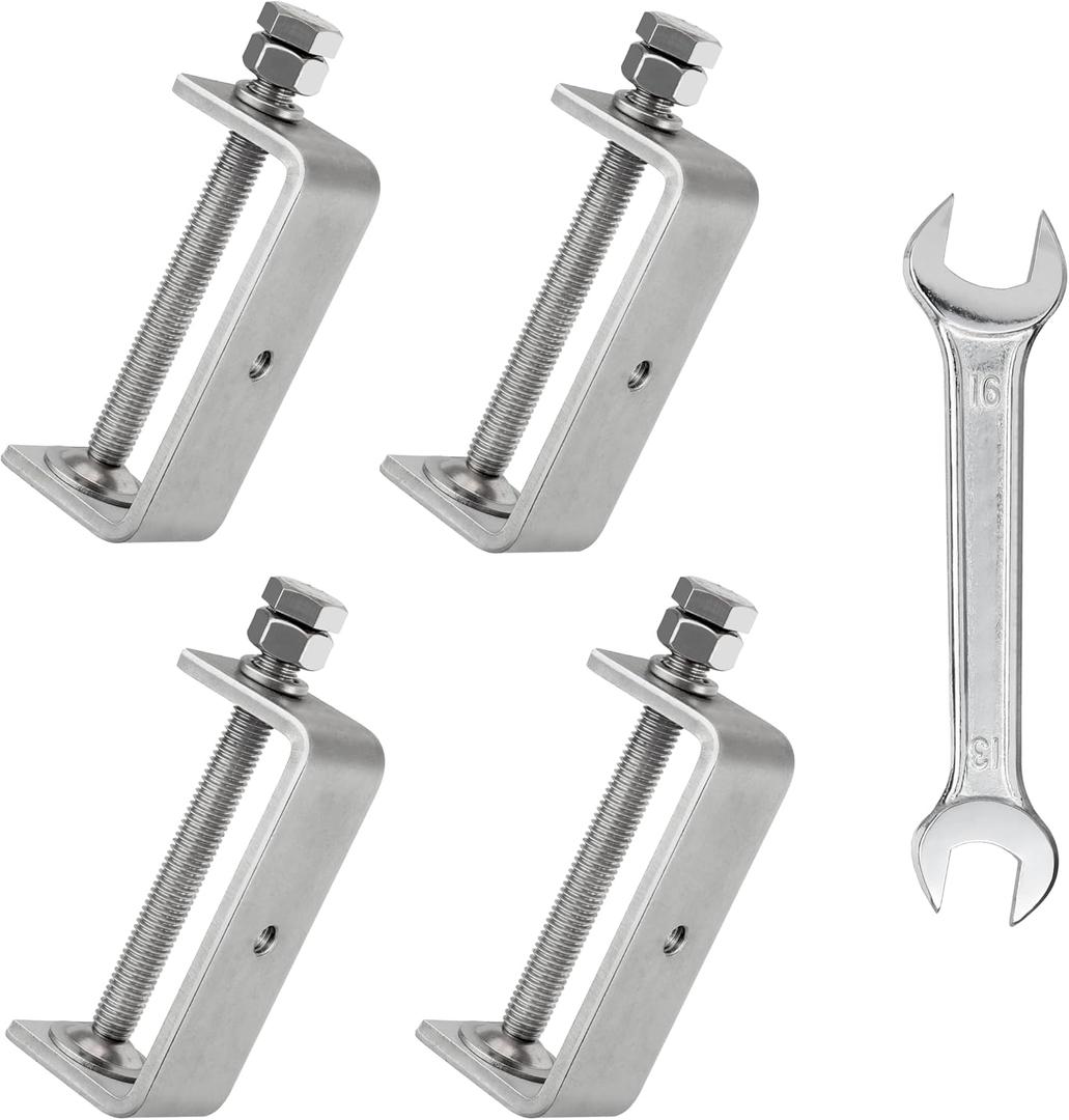 304 Heavy Duty Stainless Steel C Clamps 2 1/2 Inch Tiger Clamp Woodworking Clamp,Features Stable Wide Jaws and Protective Pads (4 Pcs)
