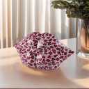 Leopard Print Lips Decorated Bookends，Set of 2 Heavy Decorative Book Stoppers，Unique Resin Decoration，Creative Desktop Decor for Study Room Hotel Office Shelves