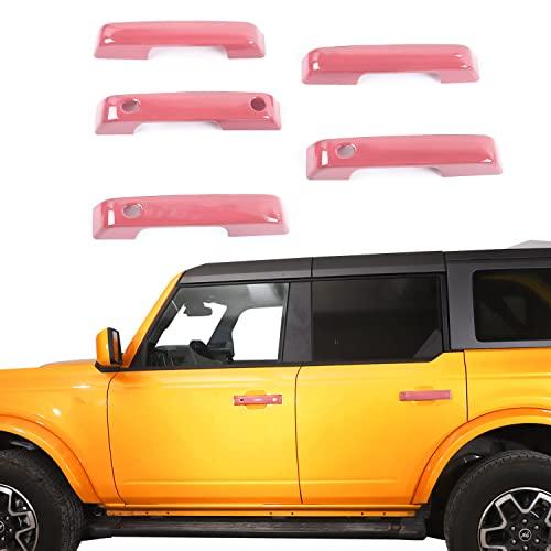 Jeliker for Bronco Door Handle Inserts Trim Cover, Tailgate Handle Cover for Ford Bronco 2021 2022 2023 Exterior Accessories Pink 5 PCS (NOT for Sport)