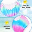 Girls Swimsuit Cover Up Size 6-7 Years Old Pink Green Gradient One Piece Cute Swimsuit Coverup