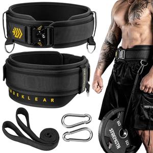 MANUEKLEAR 2-in-1 Weightlifting Belt & Dip Belt with 36.7 IN Rope, Double-Layer Weight Lifting Belts, Powerlifting Gym Weighted Belt for Pull Up Squat (Midnight Black, XL(38-41in))