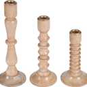 Wooden Candlestick Set of 3 Taper Candle Sticks Holder, Candlestick Wood Holders for Table, Party, Home Decor, Holiday, Christmas Farmhouse Candle Holder Fits 3/4 inch Thick Candles