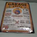 LANOLU Garage Signs GARAGE RULES Vintage Sign for Garage, Man Cave Garage Metal Signs, Dad Garage Decor, Funny Mechanic Signs for Men, Shop Decor 12x16"