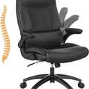 Ergonomic Big and Tall Office Chair, 500LBS PU Leather Executive Desk Chair with Lumbar Support and Flip-up Armrests, High Back, for Home and Office, Black