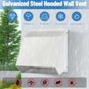 8 Inch Hooded Wall Vent with Screen and Damper, Exhaust Vent Cover Outdoor Dryer Vent Cover Outside External Extractor Wall Vent Hood for Kitchen Range Hood and Dryer, Bathroom, Basement (White)