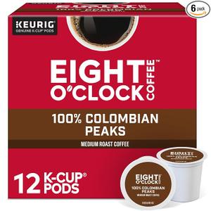 Eight O'Clock Coffee Colombian Peaks Keurig Single-Serve K-Cup Pods, Medium Roast Coffee, 72 Count