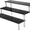  3 Tier Black Acrylic Display Riser Cupcake Stand Display Shelf for Decoration, Collection, Makeup
( Black )