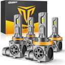 H11 9005 LED Bulbs Combo, 120,000LM Ultra-Bright, 1:1 Halogen Mini Size, 6500K White H9 H8 HB3 Driving Light Bulbs with Fan, Plug and Play, Off-Road Use or Fog Light, Pack of 4