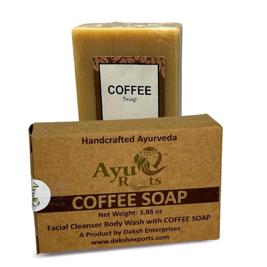AyuRoots Coffee Soap Bar, | Crafted with Authentic Indian Craftsmanship | 3.88 oz of Naturally Handmade Vegan Soap for Face and Body (2)