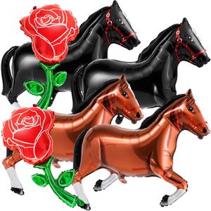 Seenelling 6 Pcs 40 Inch Giant Horse Balloon Derby Balloon Horse Racing Run for the Rose Foil Party Decorations for Preakness Western Cowboy Party Decoration Supplies