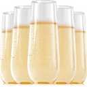FOCUSLINE 24 Pack 9 Oz Clear Plastic Champagne Flutes, Stemless Plastic Champagne Glasses Clear, Heavy Duty Toasting Glasses, Shatterproof and Disposable Cups Perfect For Any Party