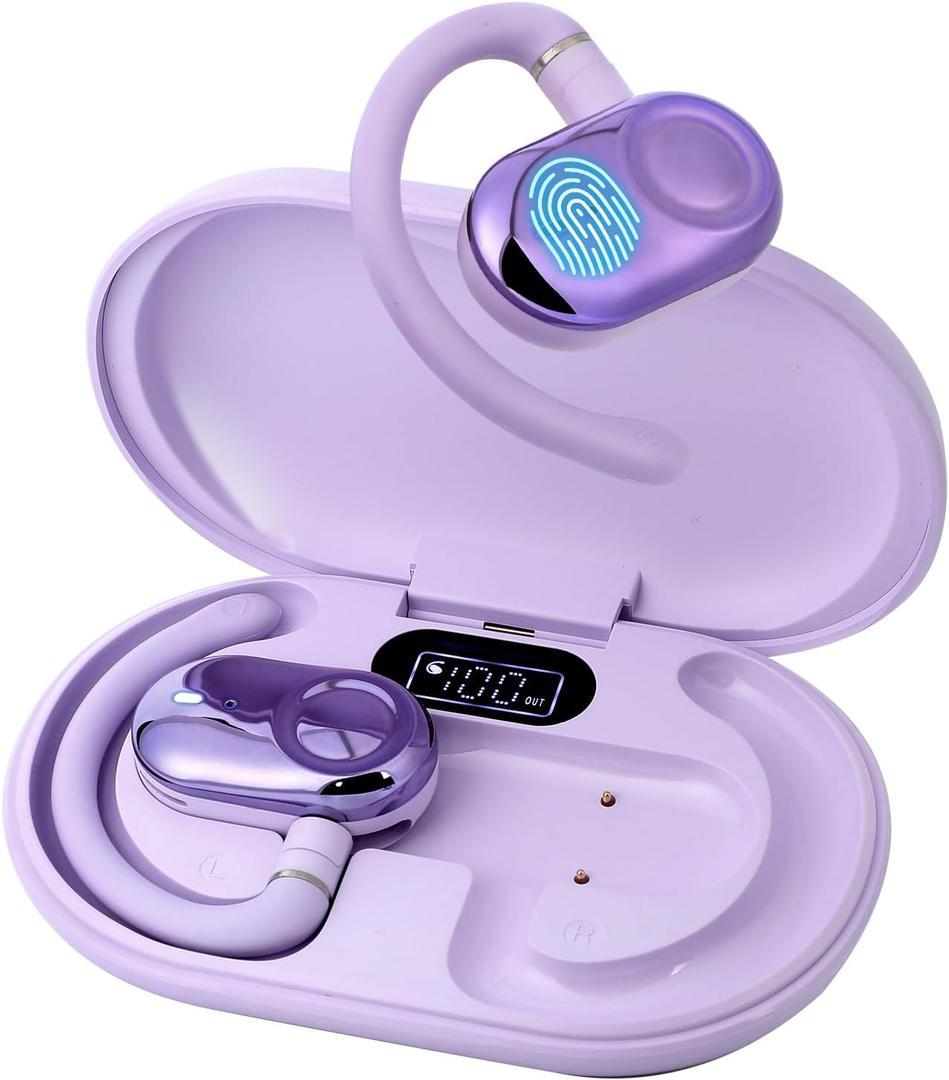 AI Translation Earbuds, Translation Earbuds Real Time, 144 Accents Real-Time Translation, Two-Way Translator Device with APP for iOS for Android, Suitable for Travel Learning (Purple)