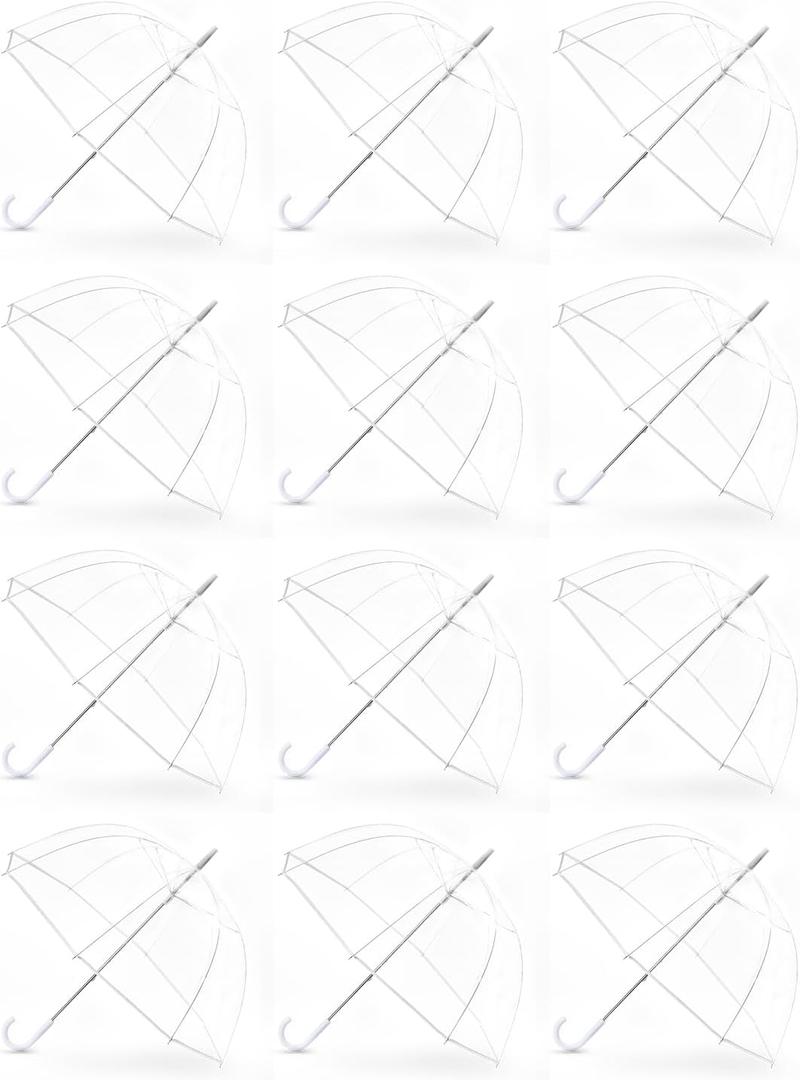Clear Umbrella for Rain, Dome Bubble Umbrellas for Wedding, Windproof Transparent Umbrella with Large Canopy, Reinforced Fiberglass Frame & Aluminum Shaft, Lightweight for Prom & Outdoor Events