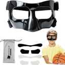 Nose Guard for Broken Nose, Protective Face Masks for Basketball and Soccer Sports,Adjustable Face Mask with Foam Padding foradolescents (Black)