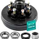 Trailer Brake Drum 12"x2" Heavy Duty 8 on 6.5" Bolt Circle for 7000 lbs Axle Trailer Brake Hub 008-219-04, 22004k
