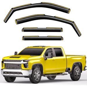in-Channel Window Rain Guards Fit for Chevy Silverado/GMC Sierra 2500HD/3500HD 2020-2025 Crew Cab, Extra Durable Window Deflectors Vent Shades Visors Exterior Car Accessories - 4 pcs