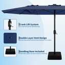 Garvee 15 ft Rectangular Patio Umbrella with Base Included - Large Patio Umbrella with Crank Handle, UV Protection for Outdoor Market, Backyard, Pool - Navy Blue