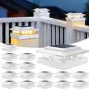 kolpop 4x4 Solar Post Cap Lights Outdoor 16Pack- 3 Color Temperatures&2 Level Brightness, IP65 Waterproof, 16 LED Fence Deck Post Light Solar Powered Only for 44/3.53.5 Wood/Vinyl Posts(White)