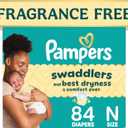 Pampers Swaddlers Newborn Diapers, Size Newborn (<10 lbs), 84 Count, Fragrance Free, Hypoallergenic, Absorbent, Pediatrician Recommended, Skin Safe