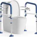 Toilet Safety Rail,Height-Adjustable Toilet Frame Width-Adjustable Toilet Handles Foldable Toilet Rail Provides Support for Seniors  Pregnant Disabled (Blue)