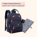 BabbleRoo Diaper Bag Backpack - Baby Essentials Travel Tote - Multi Function Water Resistant Diaper Bag, Travel Essentials Baby Bag with Changing Pad, Stroller Straps & Pacifier Case - Navy Blue