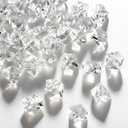 160 Pcs Fake Ice Cubes for Vase Filler, Fake Diamonds 22 * 18mm Acrylic Rocks for Vases, Plastic Gems, Artificial Crushed Ice Props for Sensory Bin Filler, Table Confetti, Faux Centerpieces (Clear)