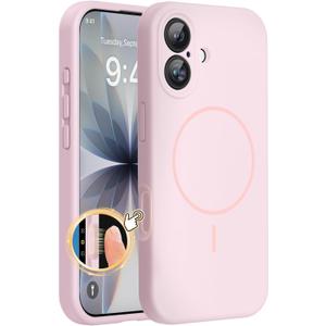 Miracase Magnetic for iPhone 17 Case, Compatible with MagSafe, Integrated Silicone Camera Control Cover, 3.0mm Thicken Shockproof Drop Protection Phone Case for 17,Sand Pink