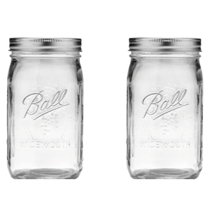 Ball Wide Mouth Glass Mason Jars with Lids and Bands, Used for Canning, Pickling, Juice, Jam, Jelly, Quart Size 32 Ounce (Pack of 2)