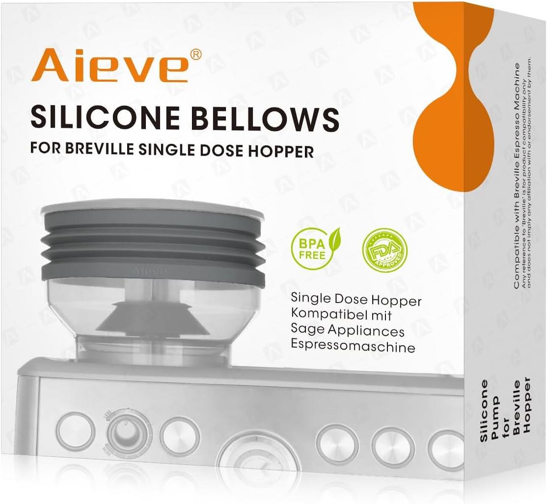 AIEVE Silicone Bellow Compatible for Breville Barista Express, Single Dose Hopper for Breville Espresso Machine, Gray