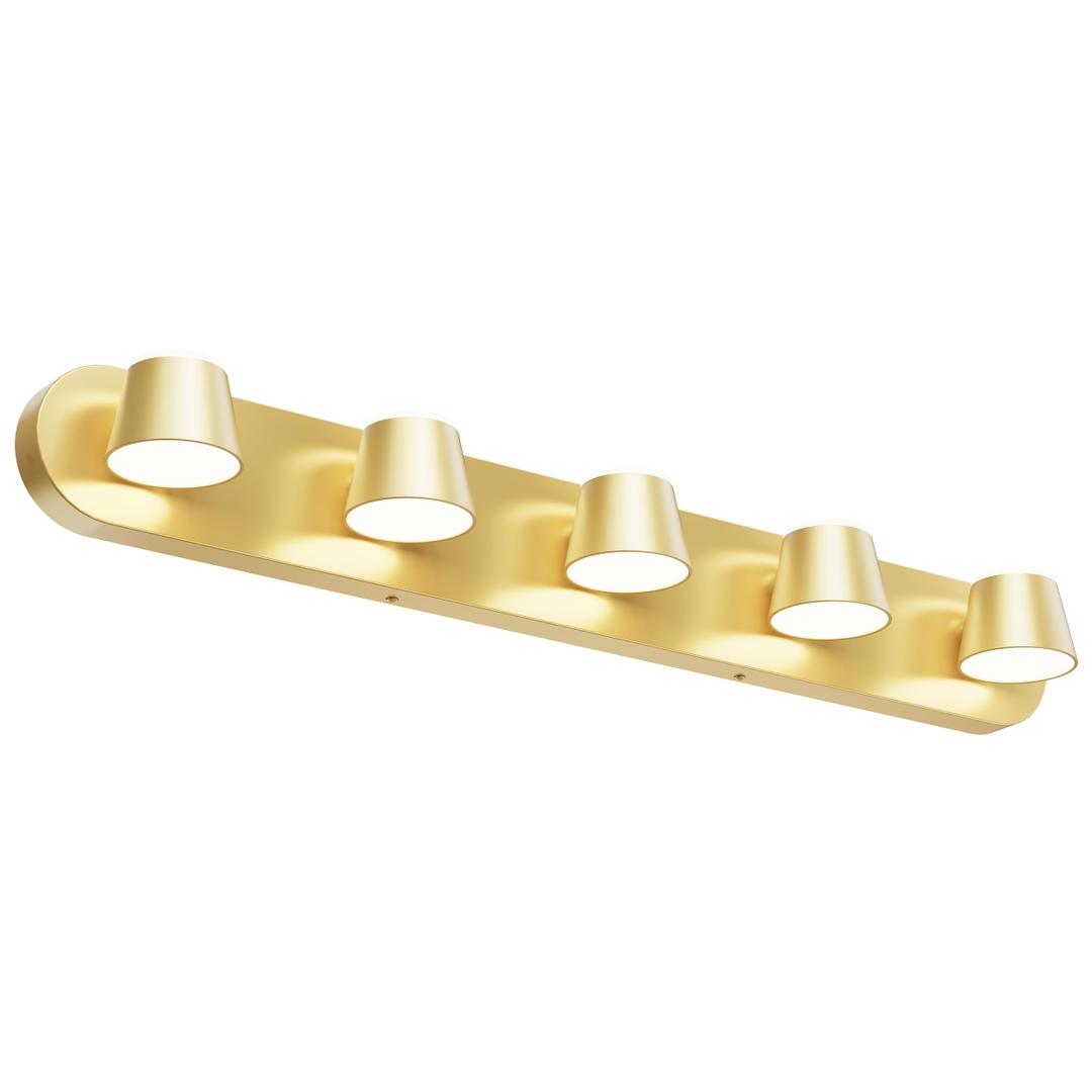 URSOLA Bathroom Lighting Fixtures Over Mirror, 5 Light Bathroom Vanity Light, LED Gold Bathroom Light Fixtures Up and Down Rotatable Dimmable 34 inch