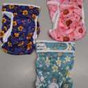 Pet Soft Washable Female Diapers (3 Pack) Female Dog Diapers, Comfort Reusable Doggy Diaper for Girl Dog in Period Heat (Cute Flower, L) (Large:19''-25'')