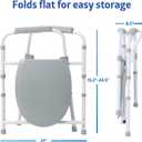 Medline Folding Steel Bedside Commode, Elongated Seat, 350 lb Capacity, 1 Count