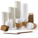 JOLLY PARTY Disposable Coffee Lids, Sleeves and Straws, Hot Cold Beverage
