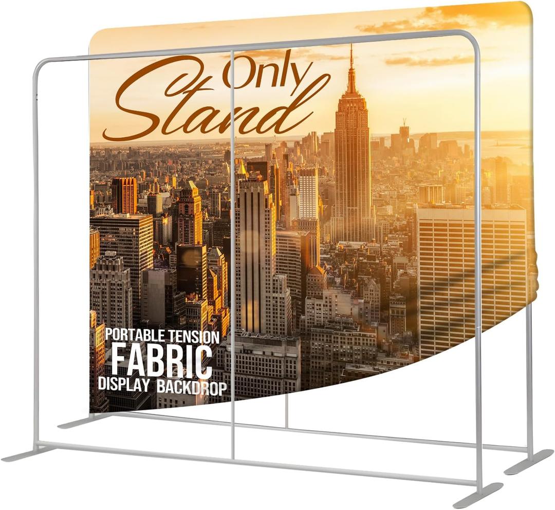7.5x10 FT Tension Fabric Display Backdrop for Trade Show Booth, Stand Holder Backdrop Portable Aluminum Double-sided for Exhibition, Weddings, Events, - Stand Only