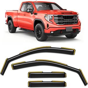 in-Channel Window Rain Guards Fit for Chevy Silverado & GMC Sierra 1500 Double Cab 2019-2026 Rain Guard Truck Extra Window Durable Deflectors Side Window Vent Visors Shades Car Accessories