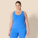 Amazon Essentials Womens Active FormFlex Buttery Soft Light Support Crop Tank with Bra (Blue, XXXL)